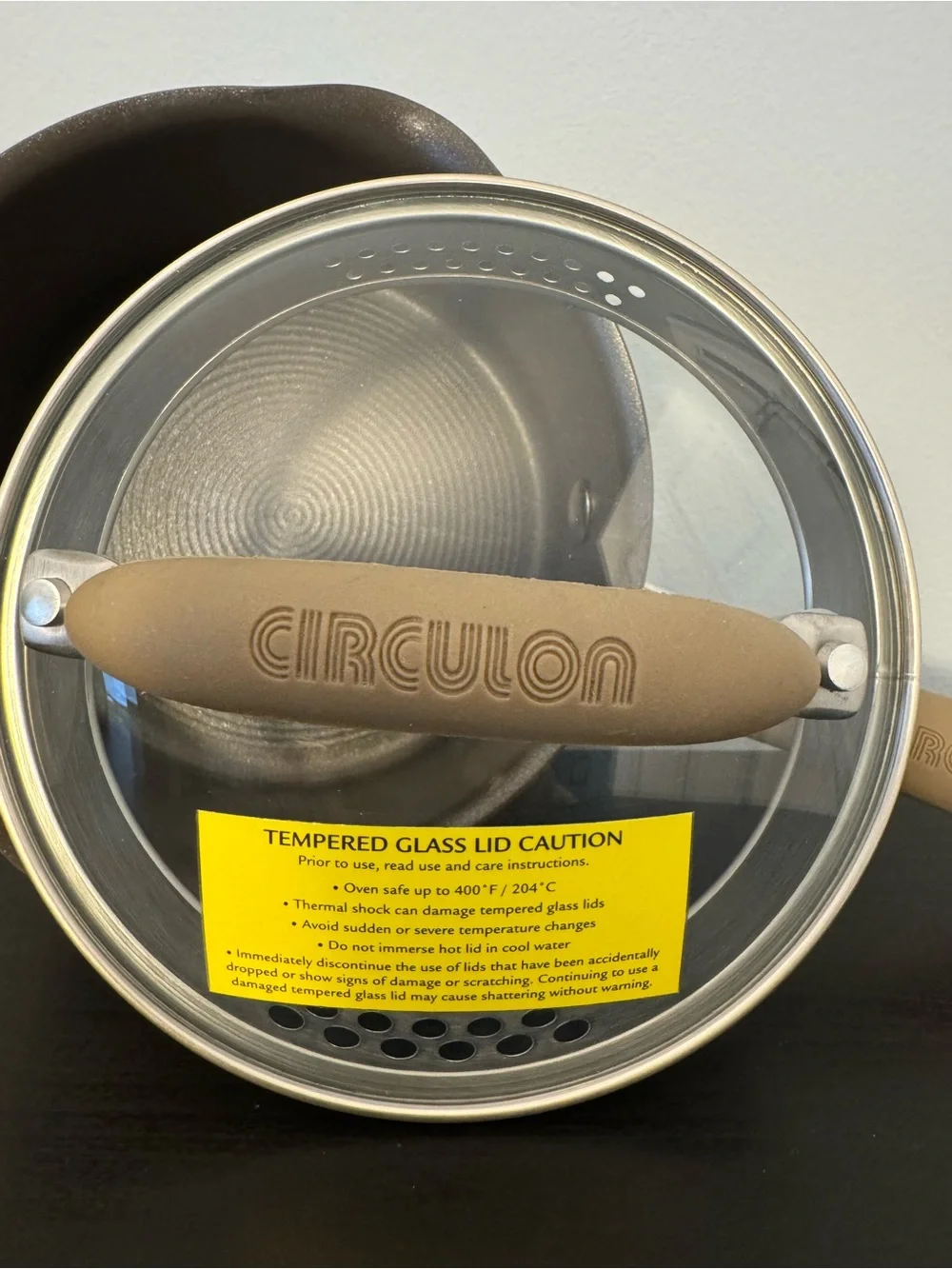 Circulon Premier Professional 1 QT Saucepan nonstick glass straining lid bronze